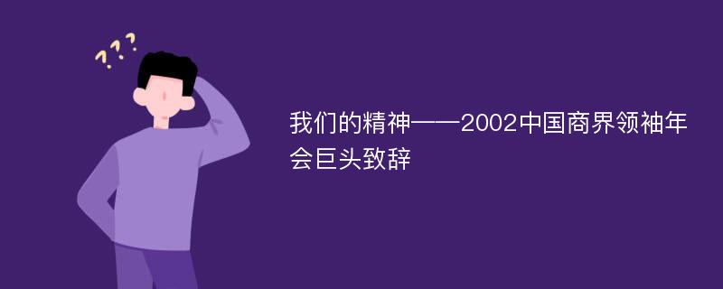 我们的精神——2002中国商界领袖年会巨头致辞