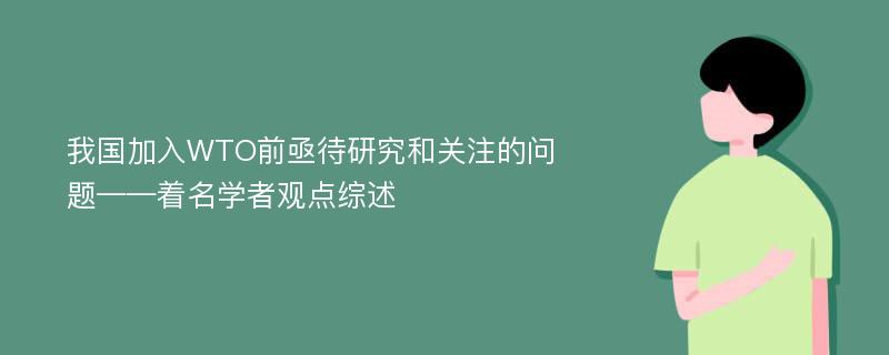 我国加入WTO前亟待研究和关注的问题——着名学者观点综述