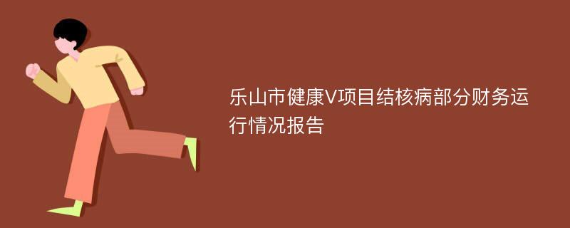 乐山市健康V项目结核病部分财务运行情况报告