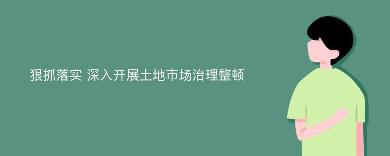 狠抓落实 深入开展土地市场治理整顿